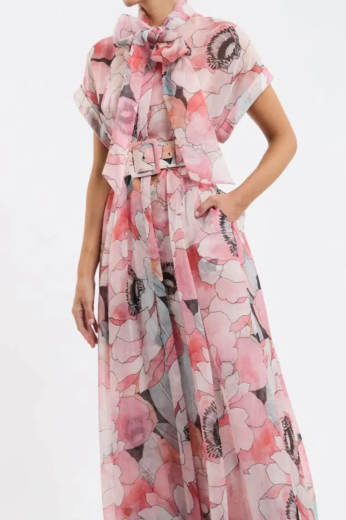 🌸 New REBECCA VALLANCE Bridal Bouquet Gown – Pink Floral – Size 8 Maxi Dress - Image 4