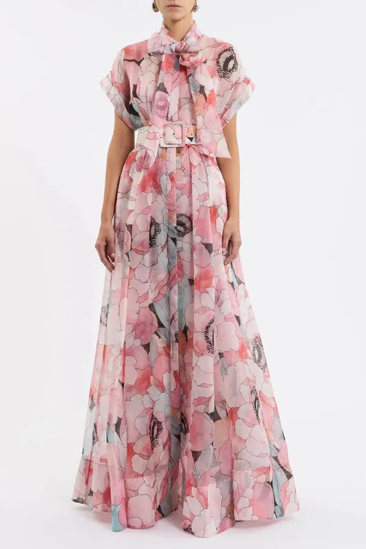 🌸 New REBECCA VALLANCE Bridal Bouquet Gown – Pink Floral – Size 8 Maxi Dress - Image 2