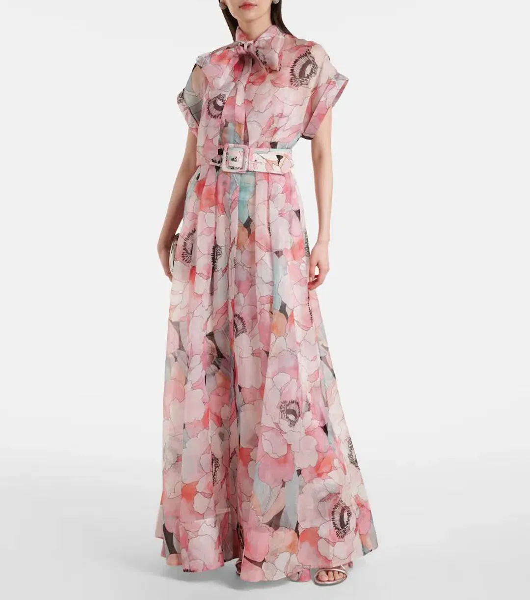 Rebecca Vallance Bridal Bouquet Maxi Gown Pink Floral Size 8 for rent on The Volte - main image