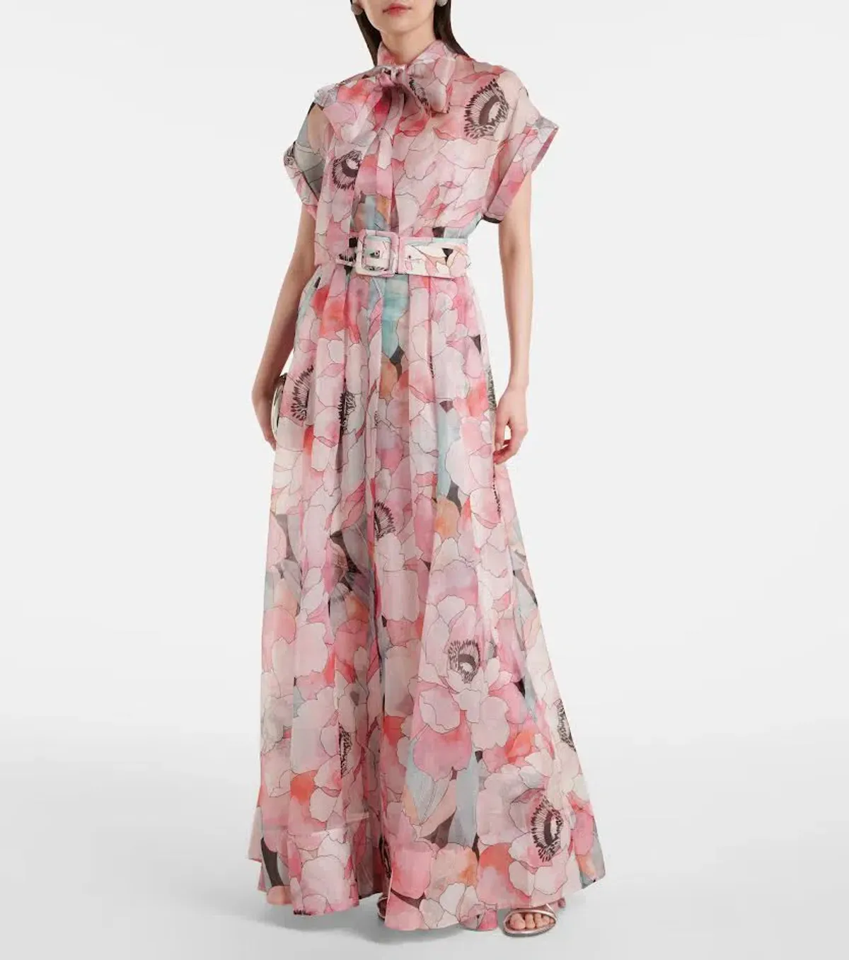 🌸 New REBECCA VALLANCE Bridal Bouquet Gown – Pink Floral – Size 8 Maxi Dress - Image 7