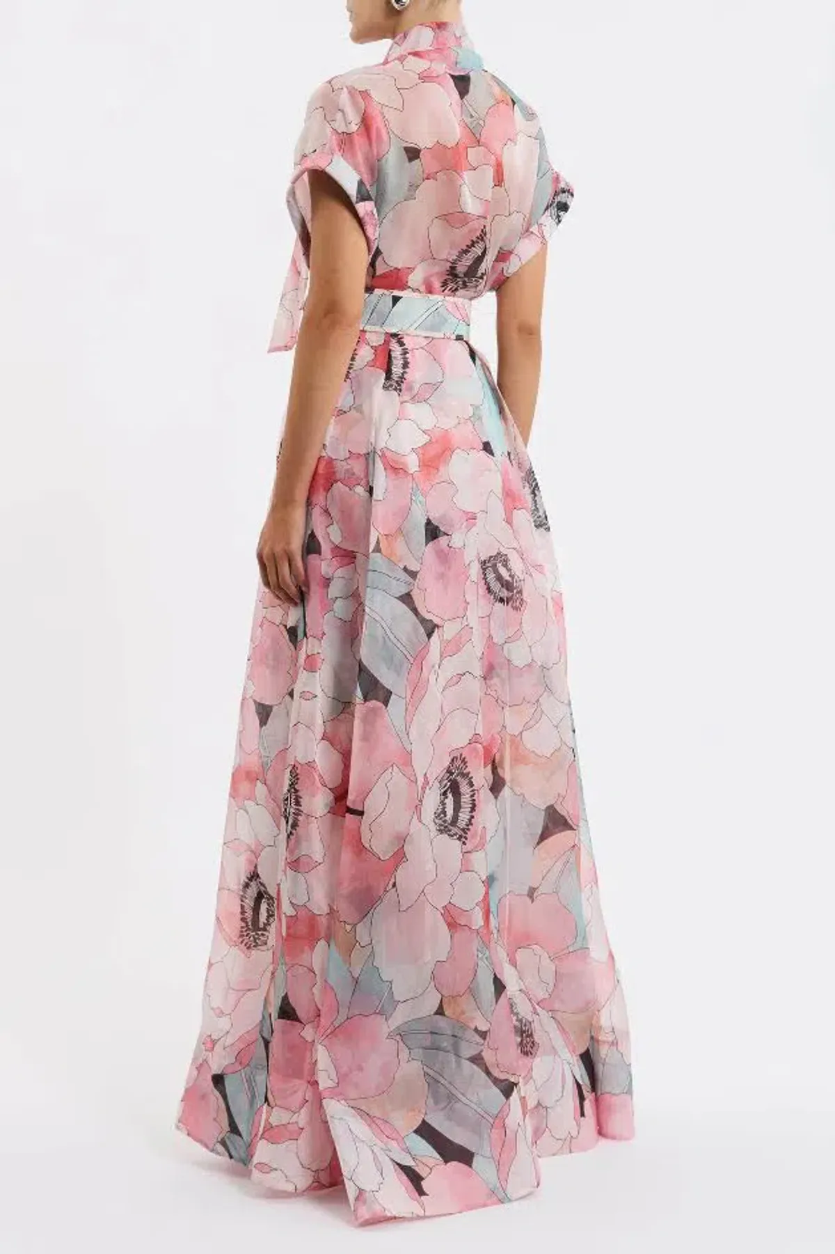 🌸 New REBECCA VALLANCE Bridal Bouquet Gown – Pink Floral – Size 8 Maxi Dress - Image 6