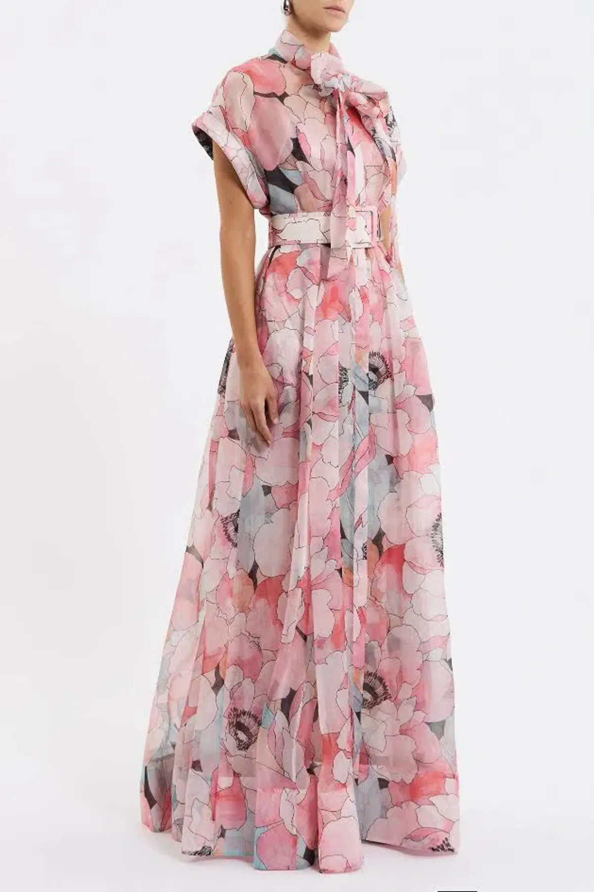 🌸 New REBECCA VALLANCE Bridal Bouquet Gown – Pink Floral – Size 8 Maxi Dress - Image 1