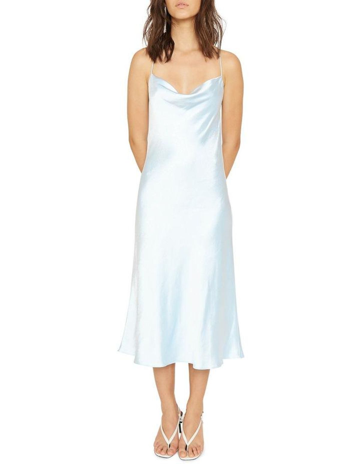 Third Form Cross Back Cowl Bias Slip Dress Powder Blue Size 10 - Image 2