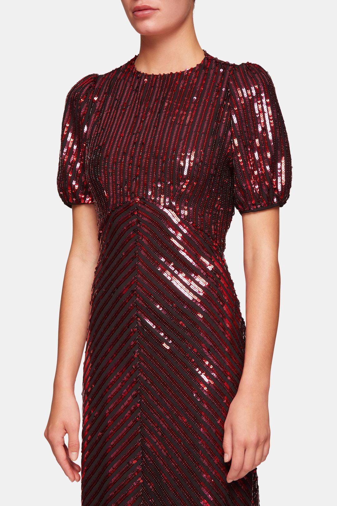 RIXO LONDON - LAURA JACKSON DAISY VELVET-TRIMMED SEQUINED CREPE MIDI DRESS for rent on The Volte - main image