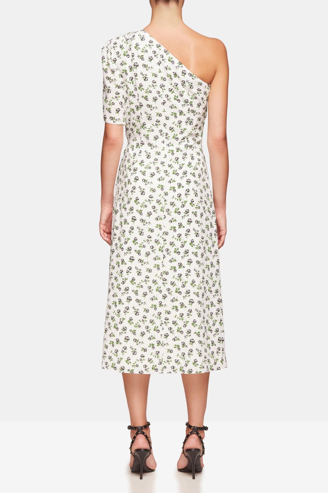Emilia Wickstead Kyle One Shoulder Crepe Midi Dress Floral Size 8 for rent on The Volte - main image