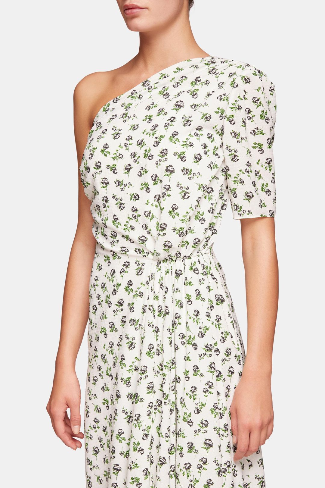 Emilia Wickstead Kyle One Shoulder Crepe Midi Dress Floral Size 8 for rent on The Volte - main image