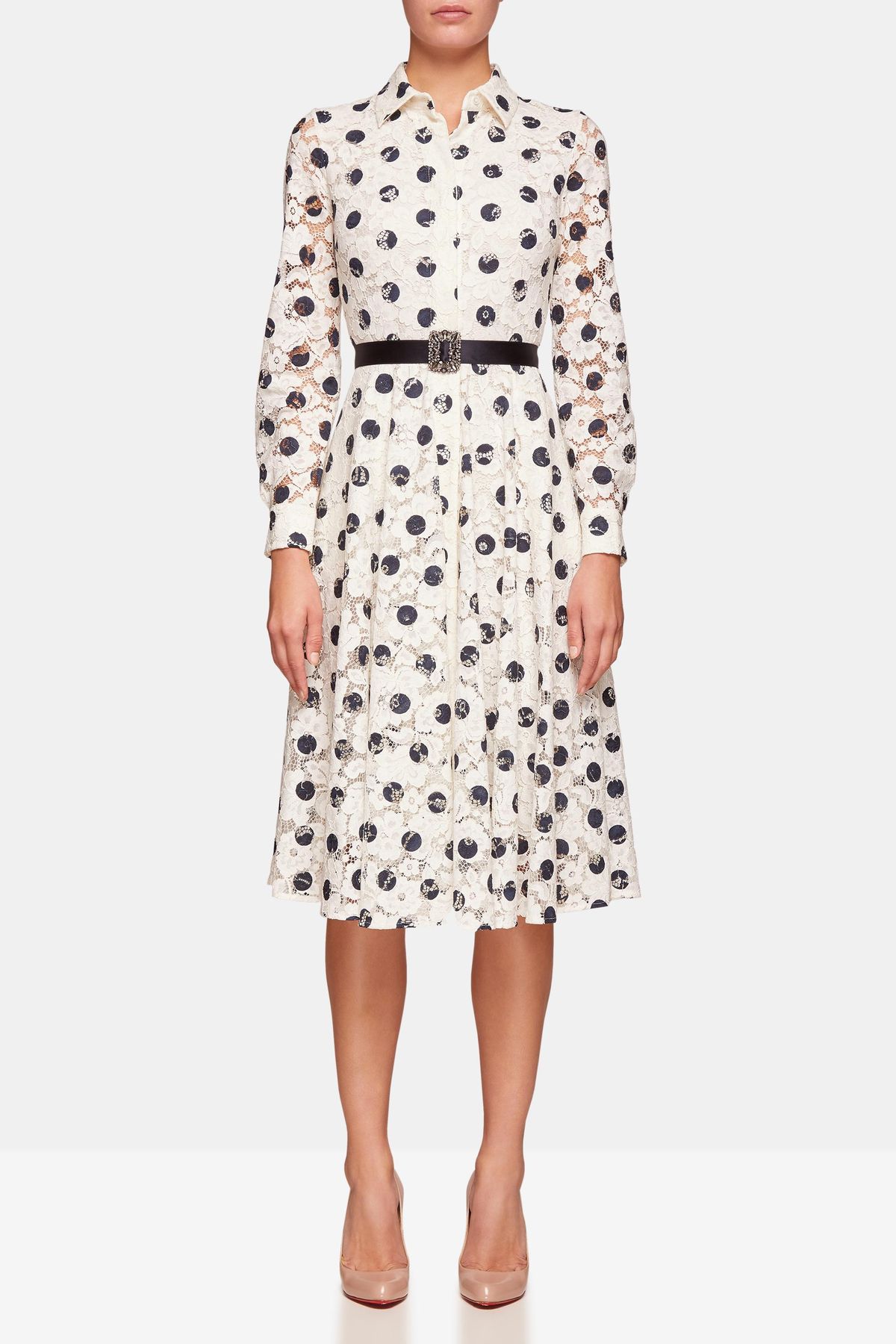 Carolina Herrera Polka Dot Midi Dress Print Size 8 for rent on The Volte - main image