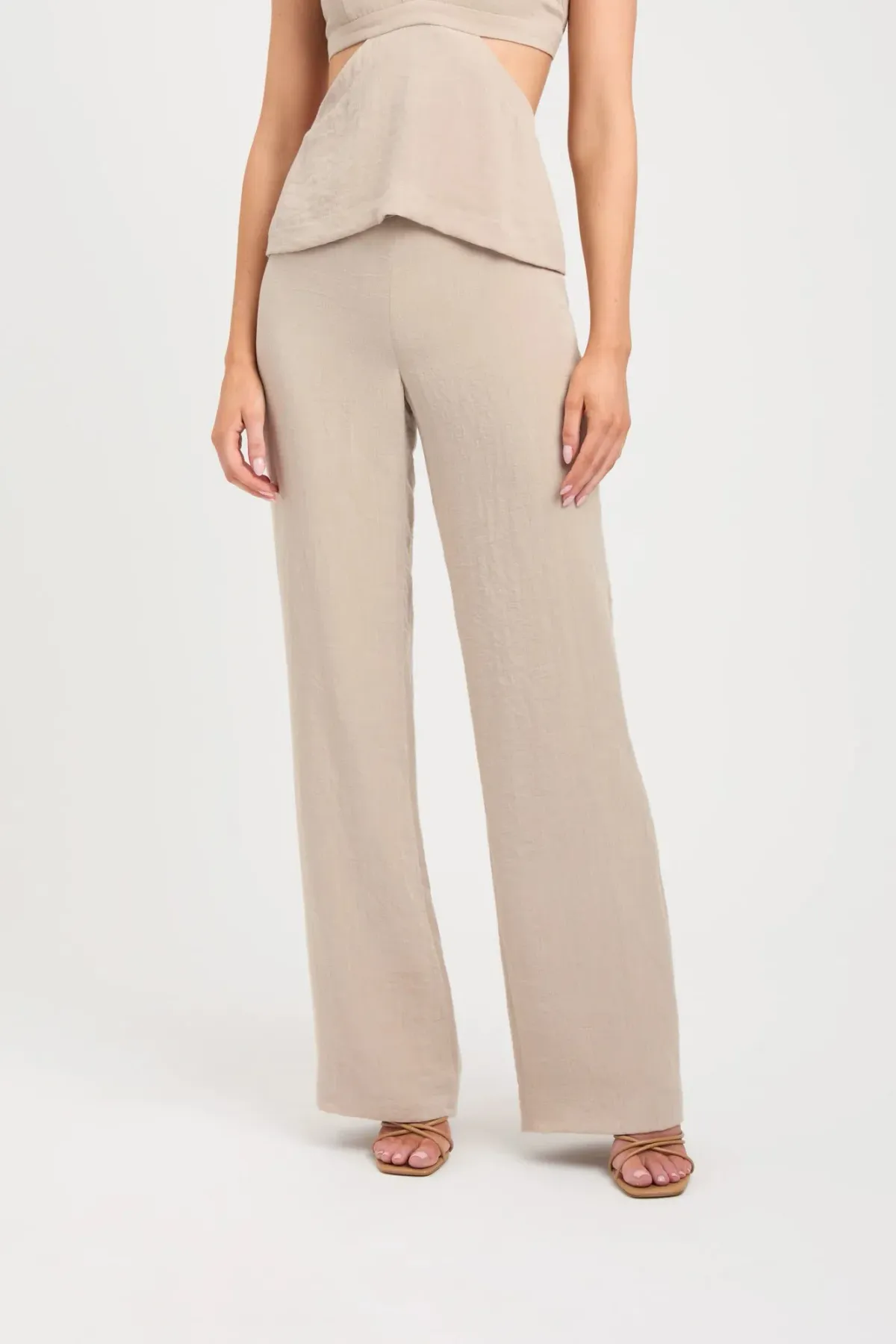Kookai Hayman Top, Long-Line Vest & Sunday Pants Set Nougat Size 8-10 — Races, Wedding Guest, Cocktail - Image 5