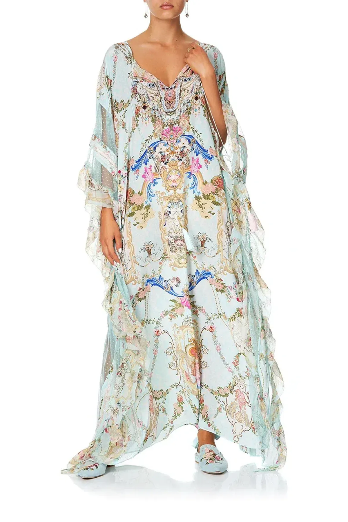 Camilla Kaftan With Lace Frill Panels Print Size 10 for rent on The Volte - main image