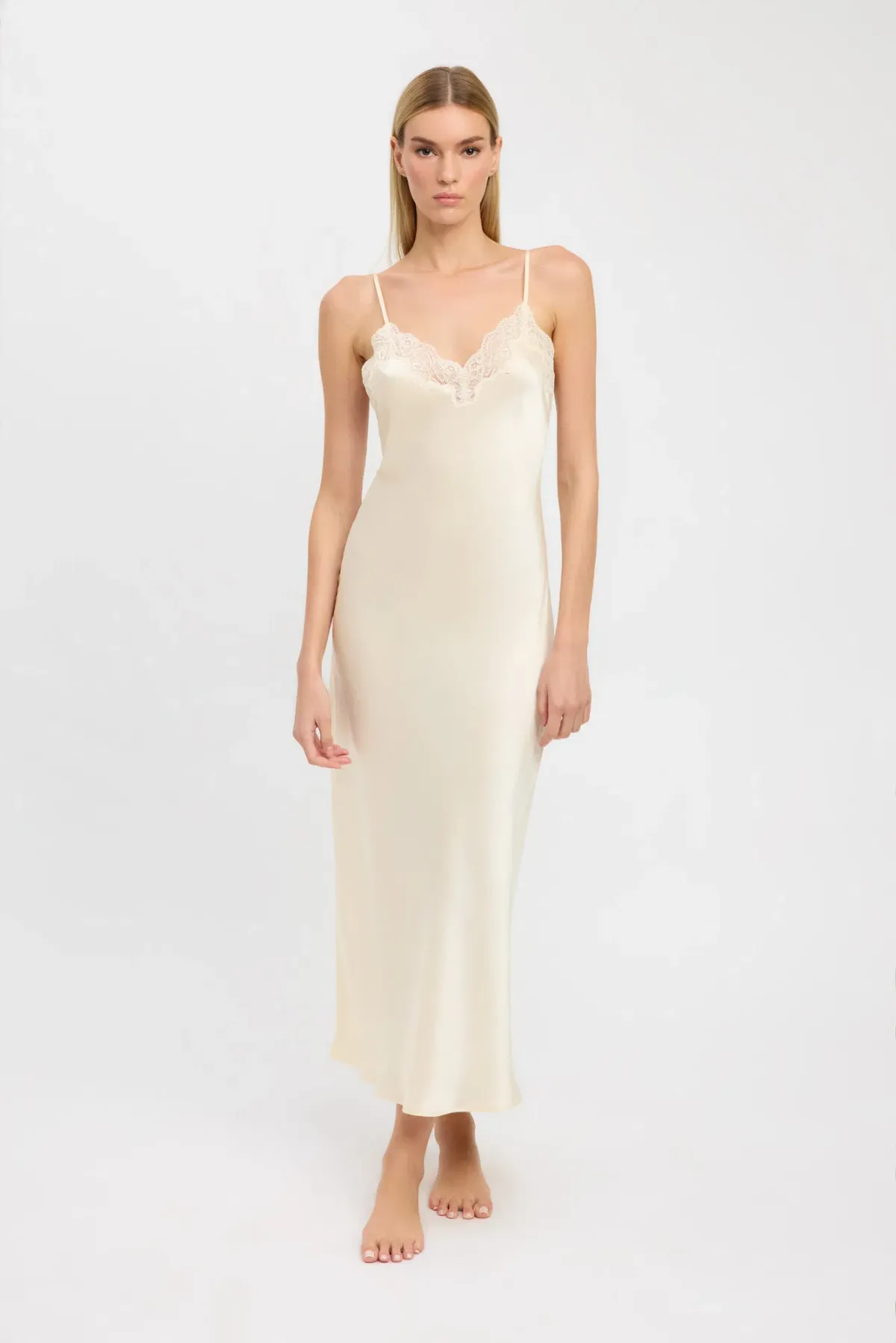 Kookai Juliette Silk Maxi Dress Butter Yellow Size 10 for rent on The Volte - main image