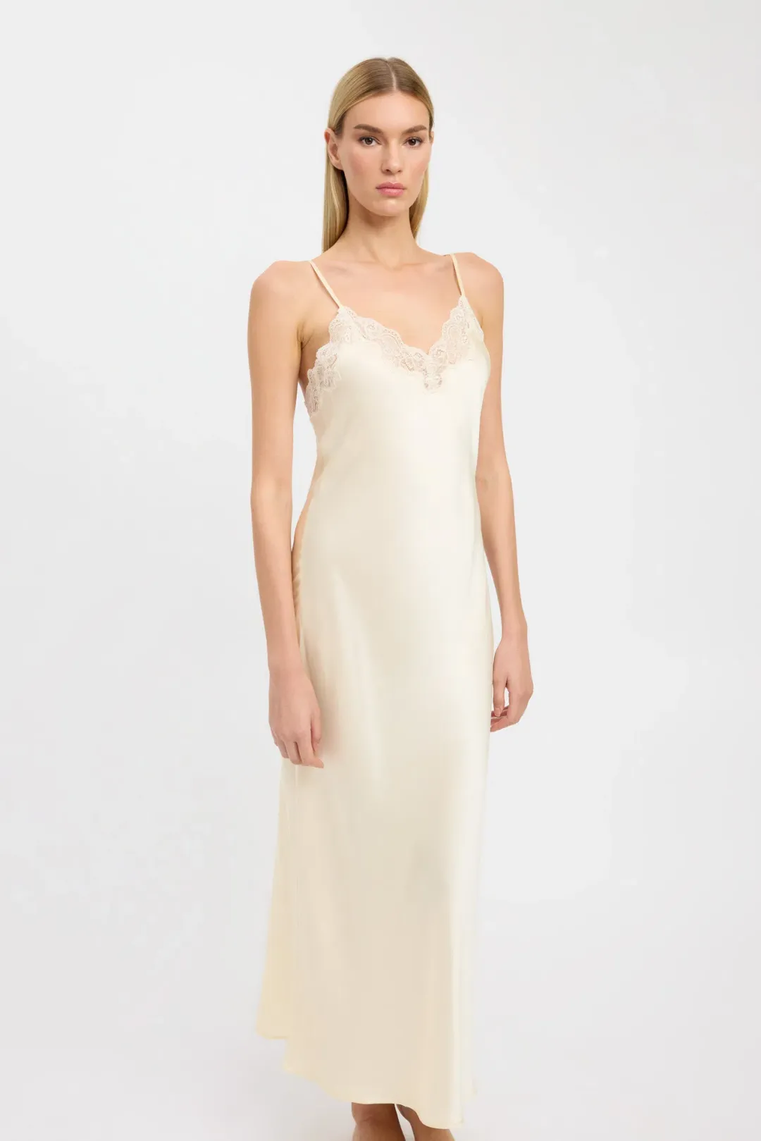 Kookai Juliette Silk Maxi Dress Butter Yellow Size 10 for rent on The Volte - main image