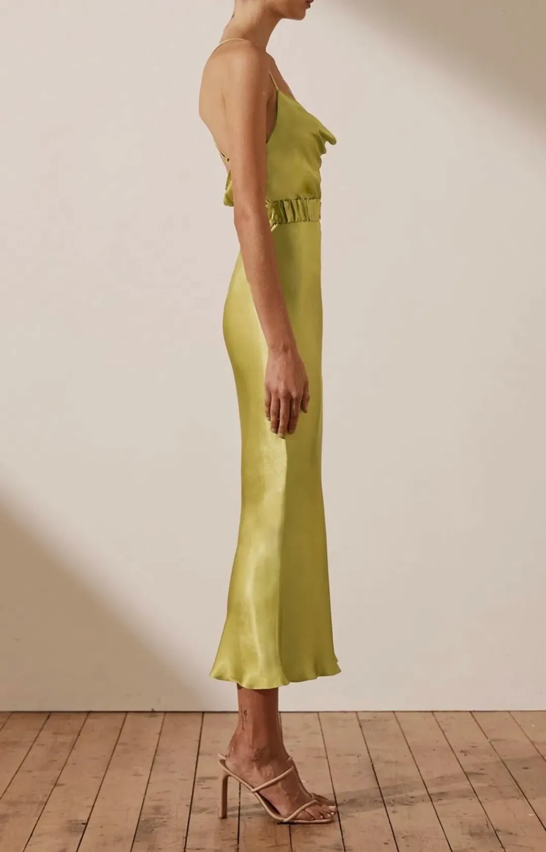 Shona Joy Gala Bias Midi Dress With Belt Green Size 8 for rent on The Volte - main image