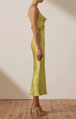 Shona Joy Gala Bias Midi Dress With Belt Green Size 8 for rent on The Volte - image 3