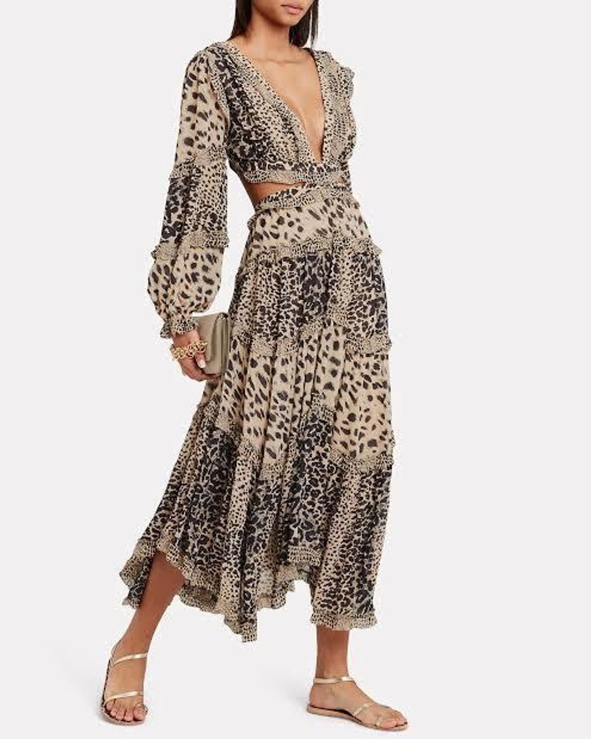 Zimmermann / Allia Cut Out Long Dress /Leopard Print / Size 2 (Size 10-12) for rent on The Volte - main image