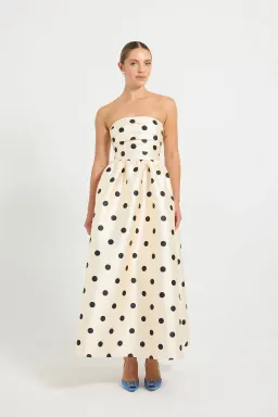 Pasduchas Dottie Strapless Midi Cream Black Dot size 10 for rent on The Volte - image 2