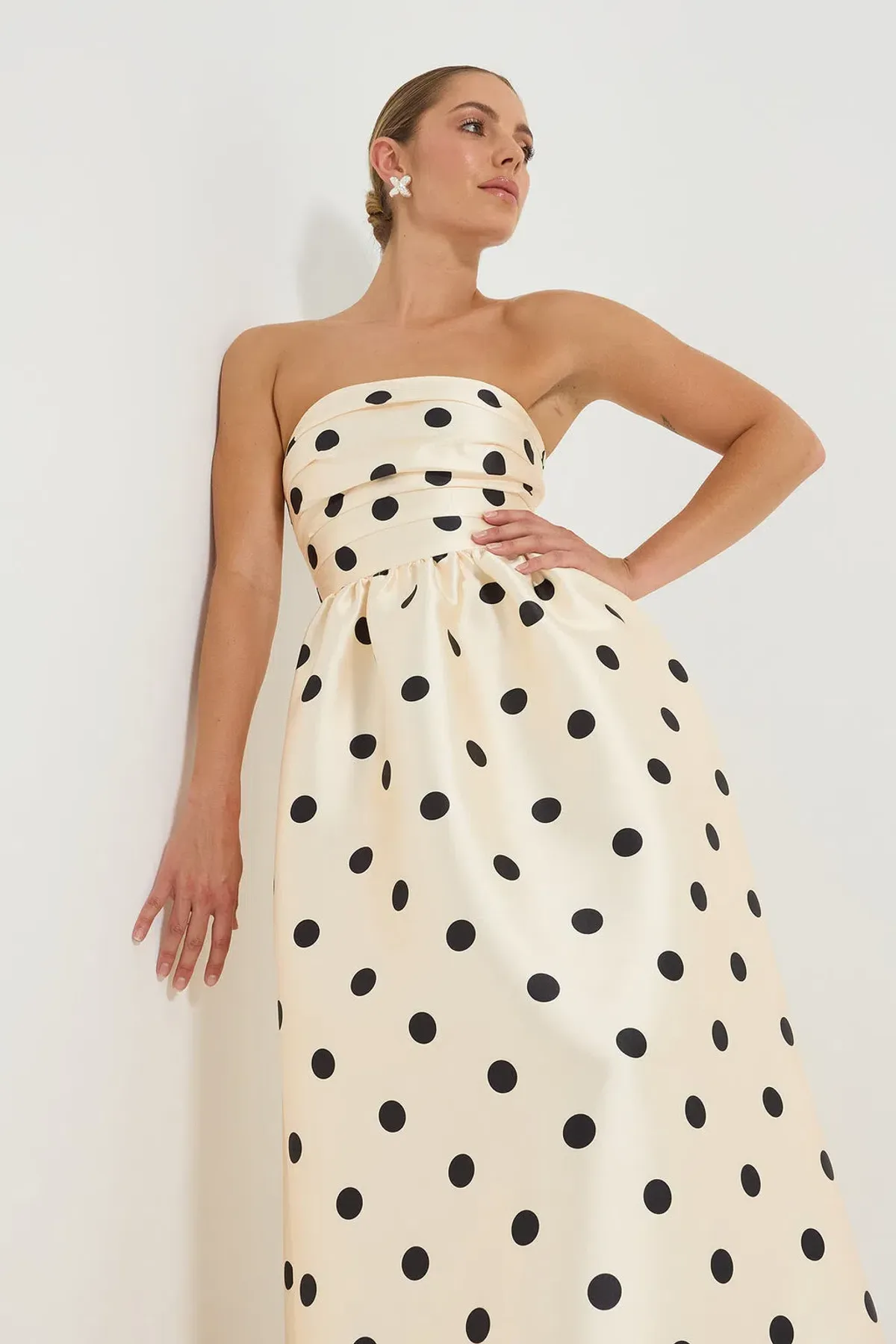Pasduchas Dottie Strapless Midi Cream Black Dot size 10 - Image 6
