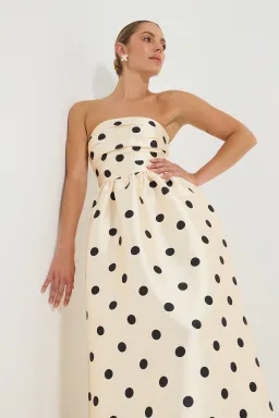 Pasduchas Dottie Strapless Midi Cream Black Dot size 10 for rent on The Volte - image 6