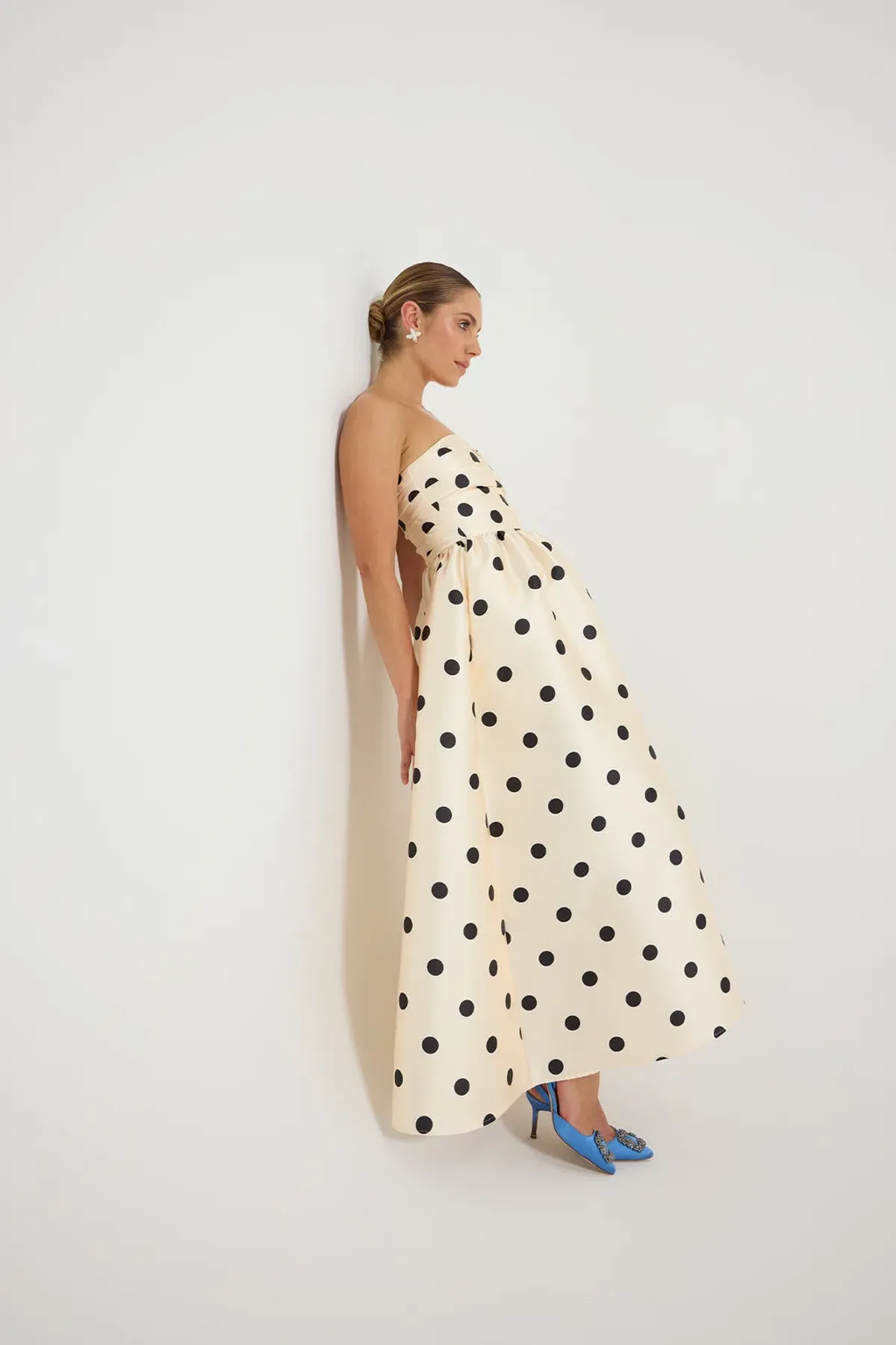 Pasduchas Dottie Strapless Midi Cream Black Dot size 10 - Image 7