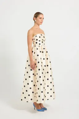 Pasduchas Dottie Strapless Midi Cream Black Dot size 10 for rent on The Volte - image 3