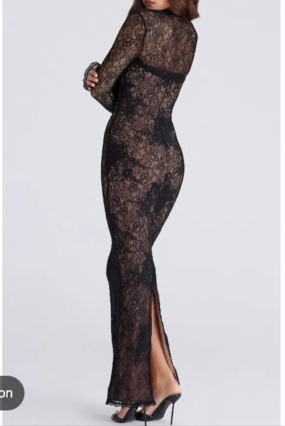 HOUSE OF CB BLACK LUCIENNE LACE MAXI DRESS for rent on The Volte - main image
