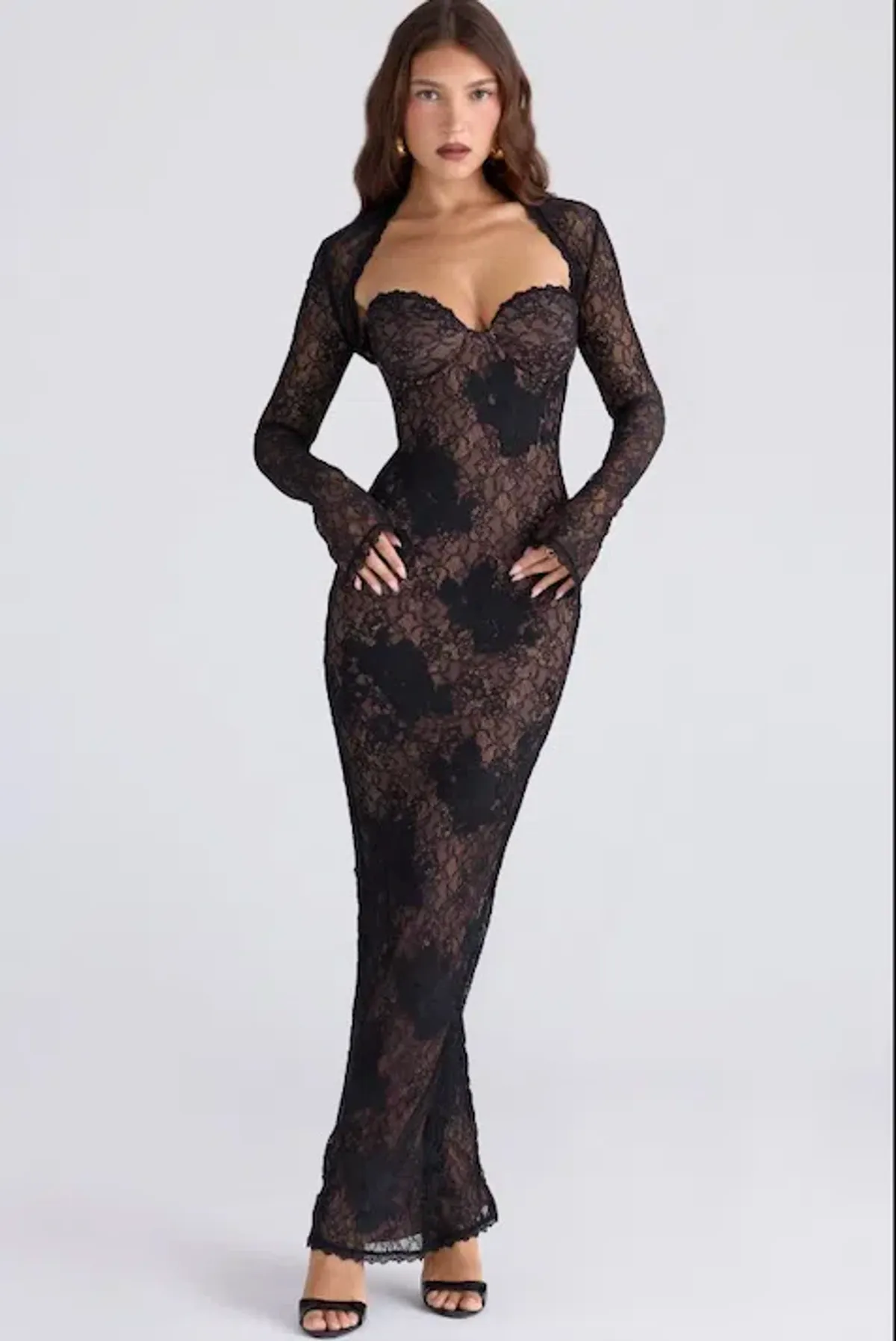 HOUSE OF CB BLACK LUCIENNE LACE MAXI DRESS - Image 1