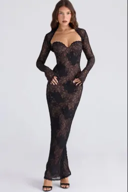 HOUSE OF CB BLACK LUCIENNE LACE MAXI DRESS for rent on The Volte - image 1