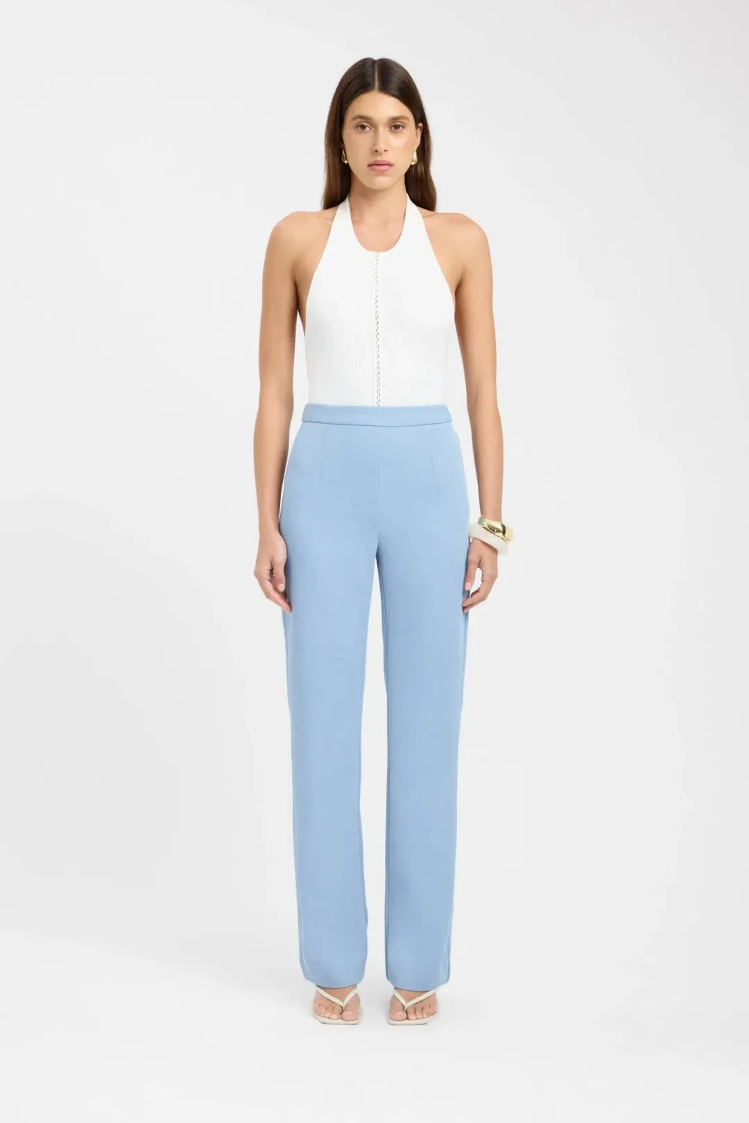 Kookai Hayman Long-Line Vest & Ariel Pants Set Soft Blue & Slate Blue Size 8-10 — Races, Cocktail, Wedding Guest for rent on The Volte - main image