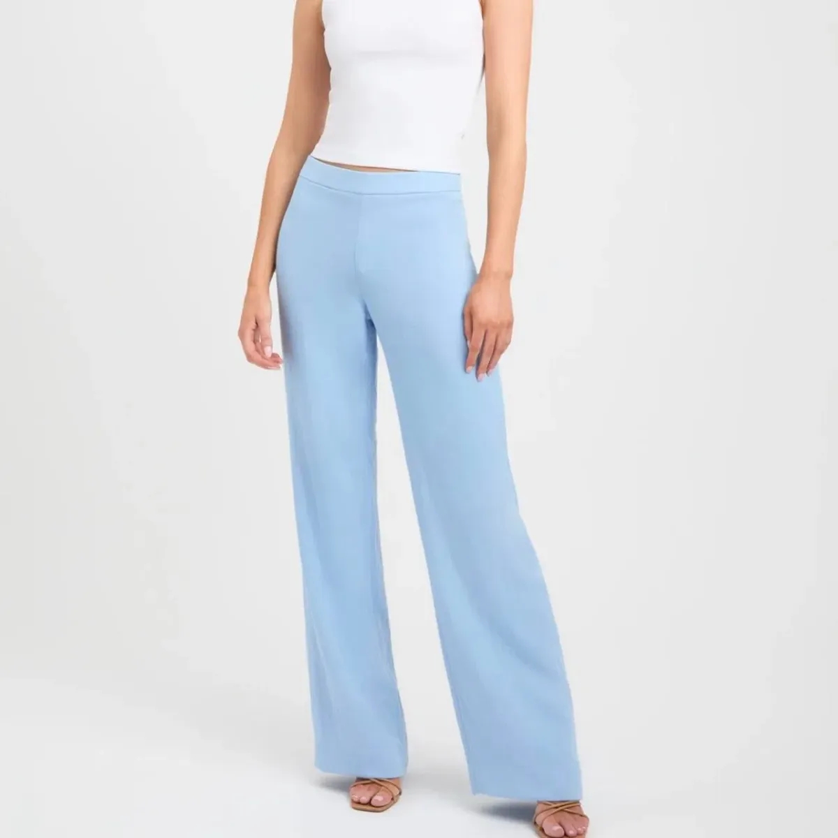 Kookai Hayman Long-Line Vest & Ariel Pants Set Soft Blue & Slate Blue Size 8-10 — Races, Cocktail, Wedding Guest - Image 4