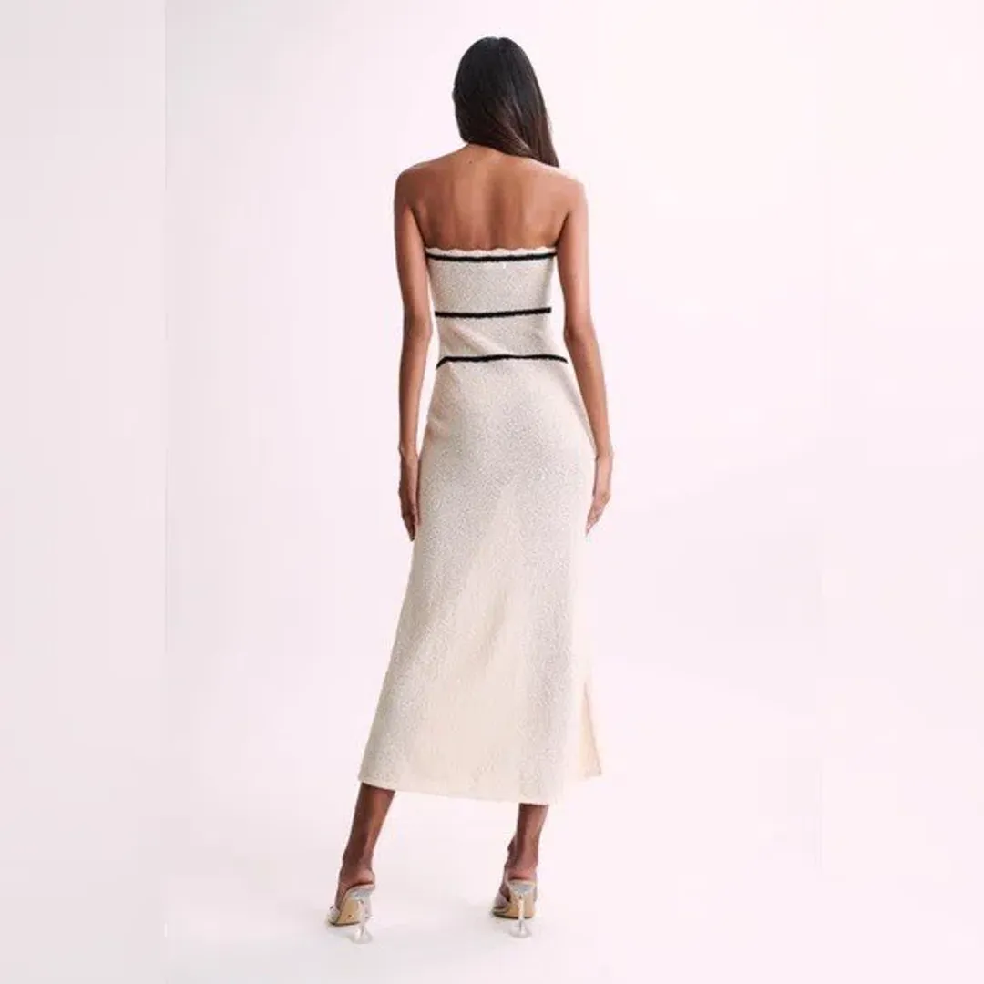 Meshki Dawn Strapless Knit Midi Dress Cream Size 12 / L — Cocktail, Wedding Guest, Races for rent on The Volte - main image