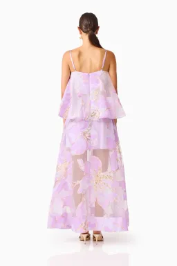 Elliatt Elysia Tiered Midi Gown in Purple Floral Size 10 for rent on The Volte - image 2