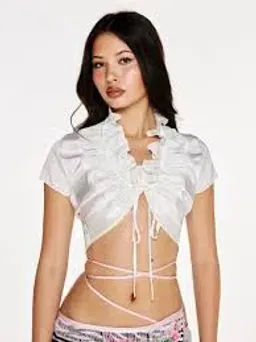 Muk Ruffle White Crop Top - MALIMAREA for rent on The Volte - image 1