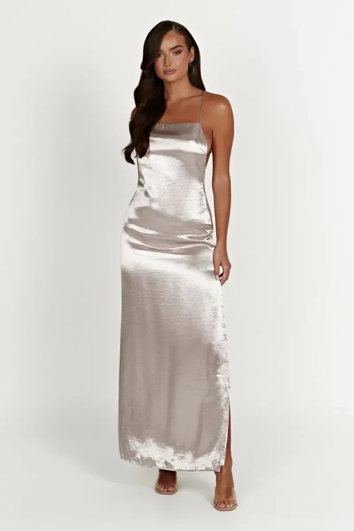 Whitney Wetlook Satin Maxi Bronze Size 8 / S — Cocktail Party, Wedding Guest, Engagement, Formal, Evening - Image 2
