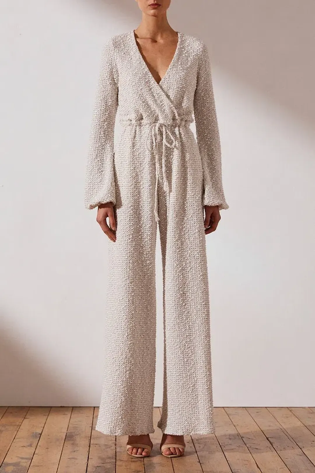 Shona Joy Hayes Drawstring Jumpsuit Cream Size 10 for rent on The Volte - main image