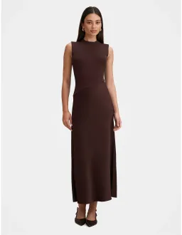Forever New Jayden Satin Mixed Midi Dress Size 6 Chocolate for rent on The Volte - image 1