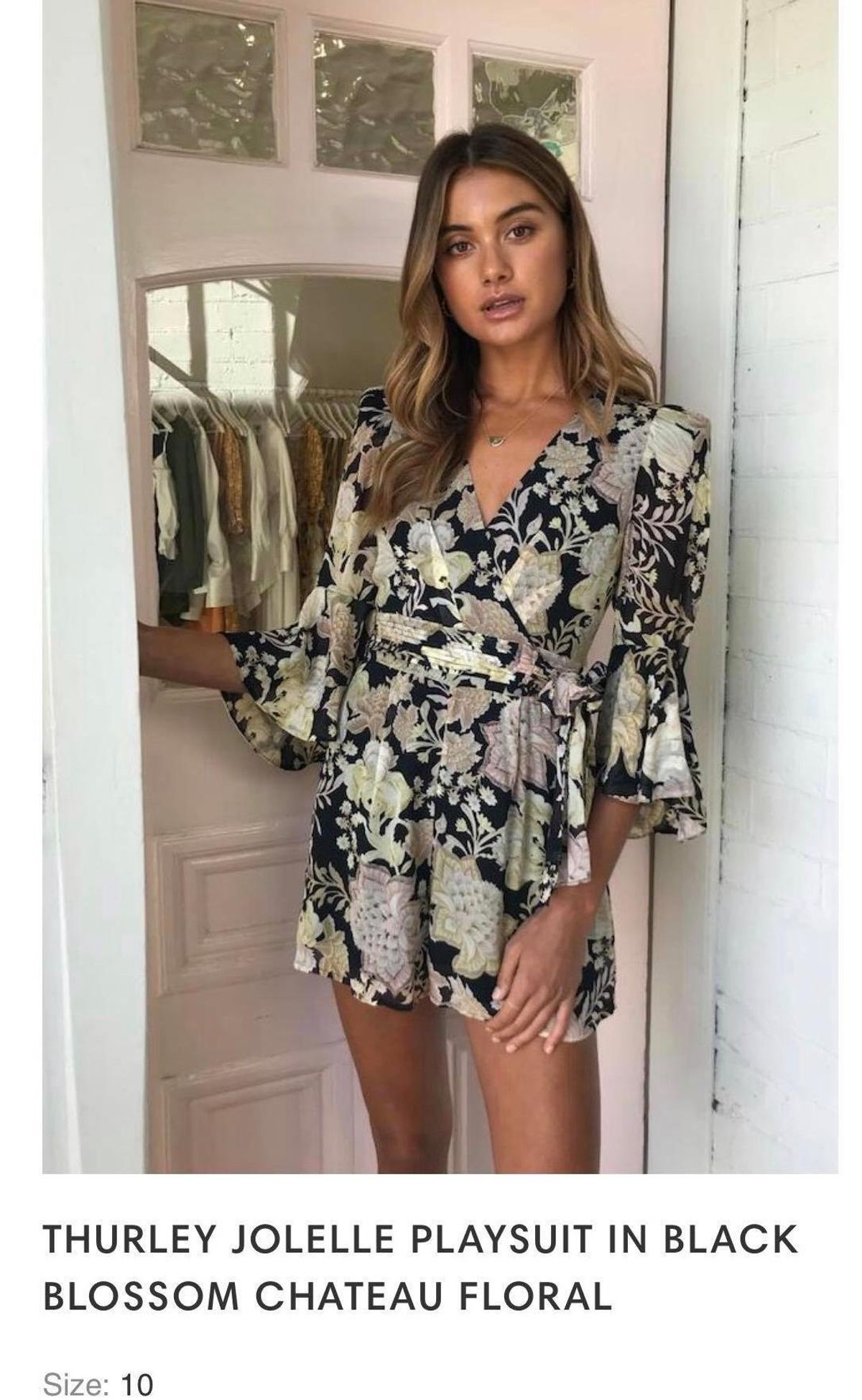 Thurley Joelle playsuit in black blossom - Image 1