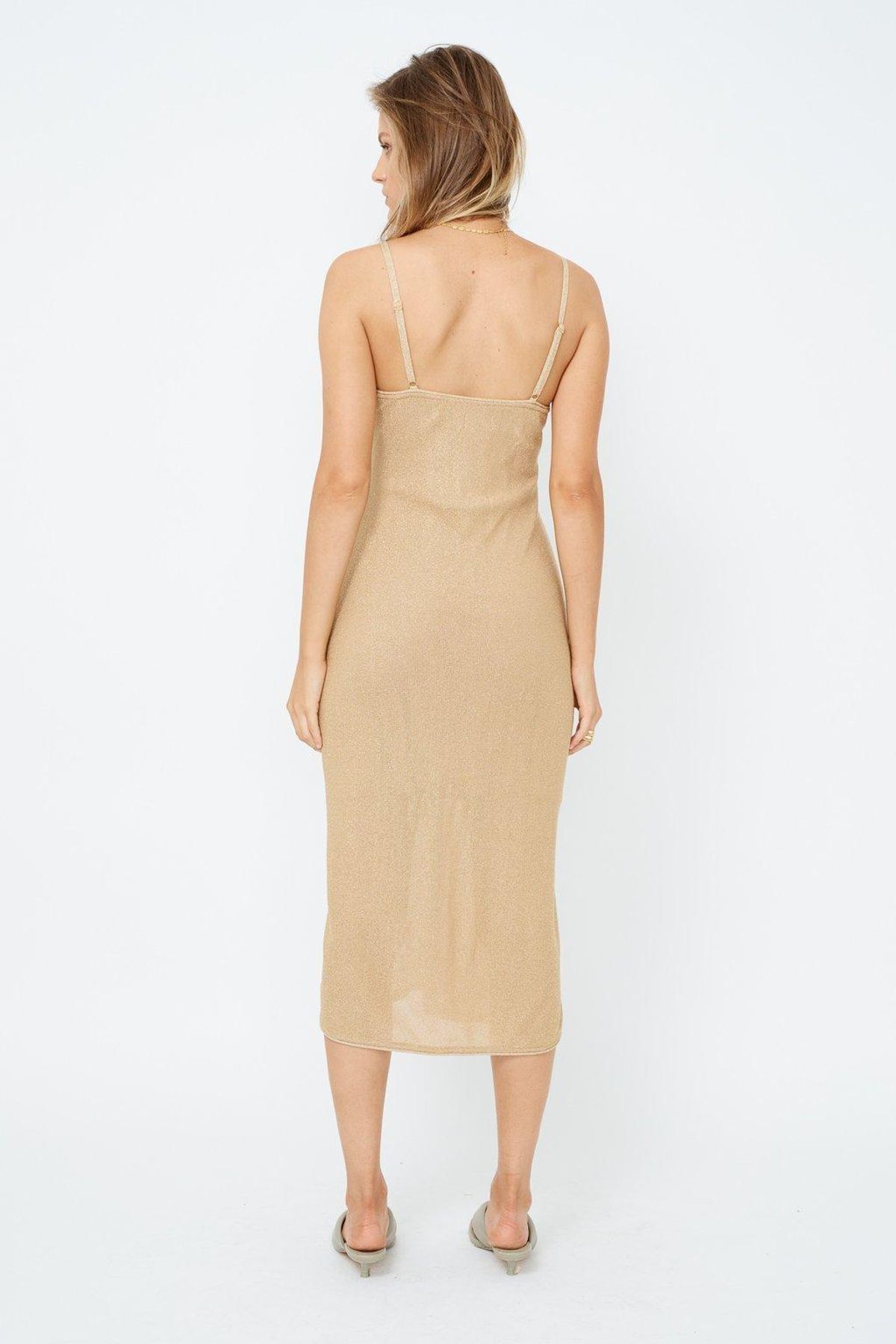 Suboo Billie Knit Cut Out Midi Dress - Gold - Image 3