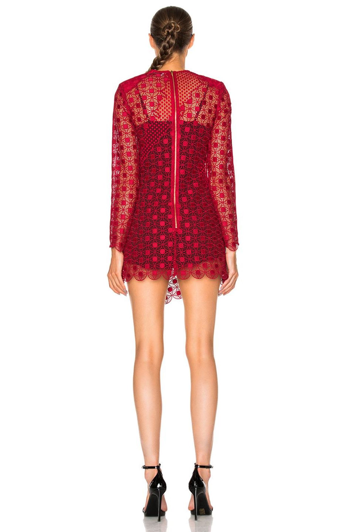 Self Portrait Strike Mini Dress red size 10 - Image 2