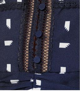 Self Portrait Sail Print Lace Trim Mini Dress navy Size 12 for rent on The Volte - image 3