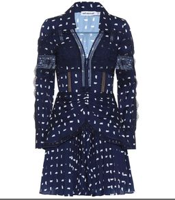 Self Portrait Sail Print Lace Trim Mini Dress navy Size 12 for rent on The Volte - image 2