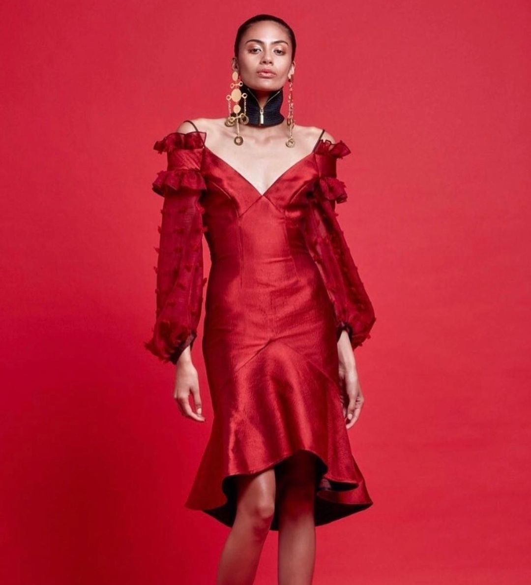 Nicola Finetti Rosalie Red Dress red size 8 for rent on The Volte - main image