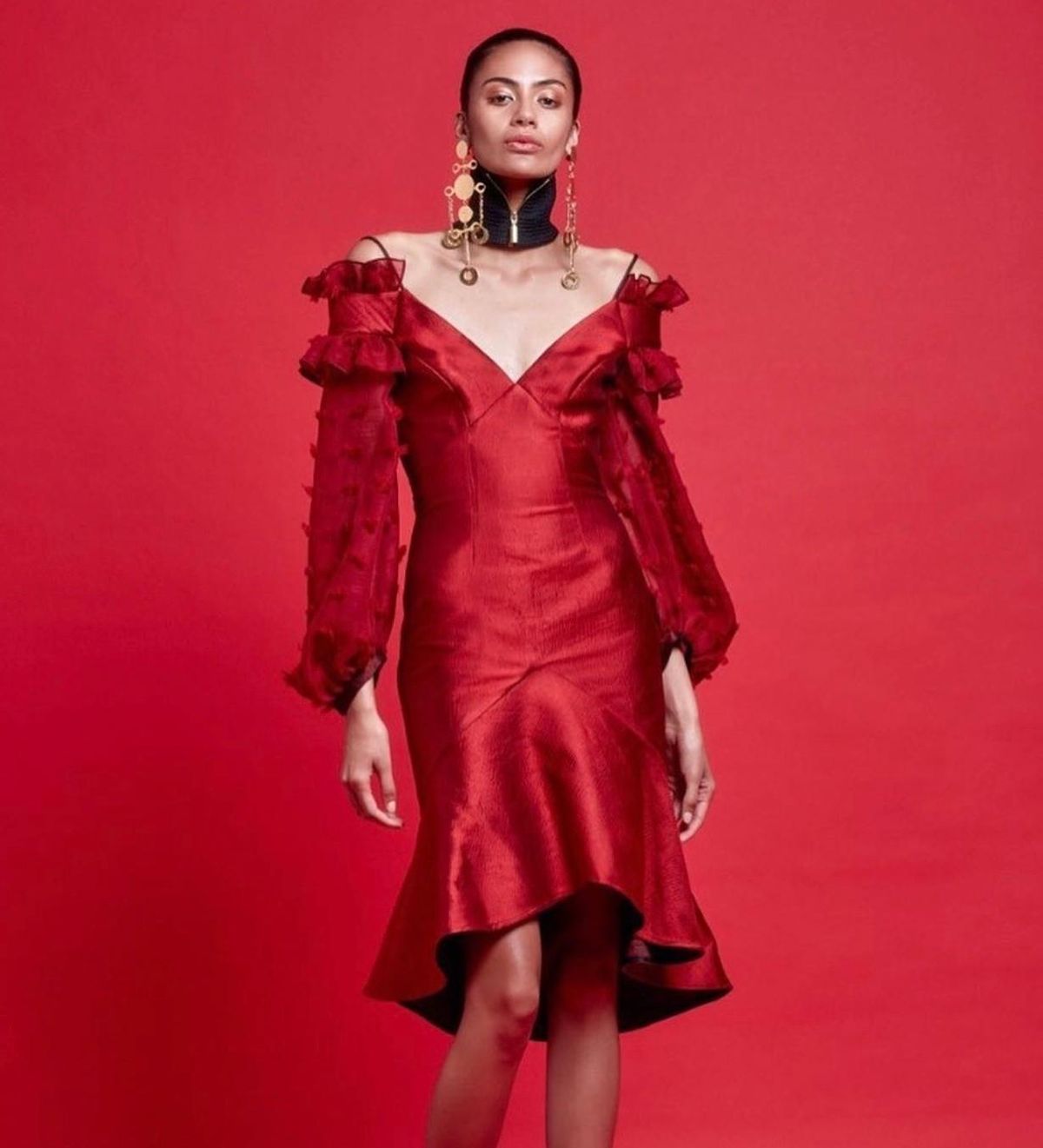 Nicola Finetti Rosalie Red Dress red size 8 for rent on The Volte - main image