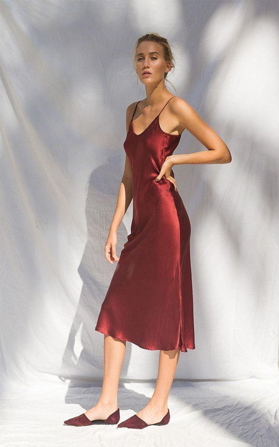 Silk Laundry 90s Slip Dress in Plum size 10 for rent on The Volte - main image