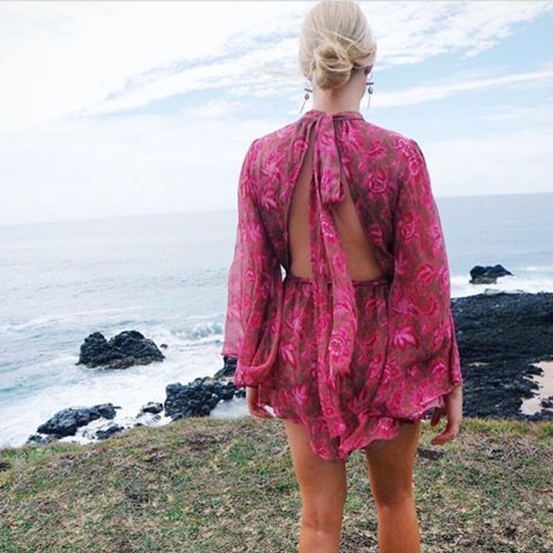 Zimmermann Karmic Flare Sleeve Playsuit Pink Paisley Chintz Size 0 / AU 8 for rent on The Volte - main image