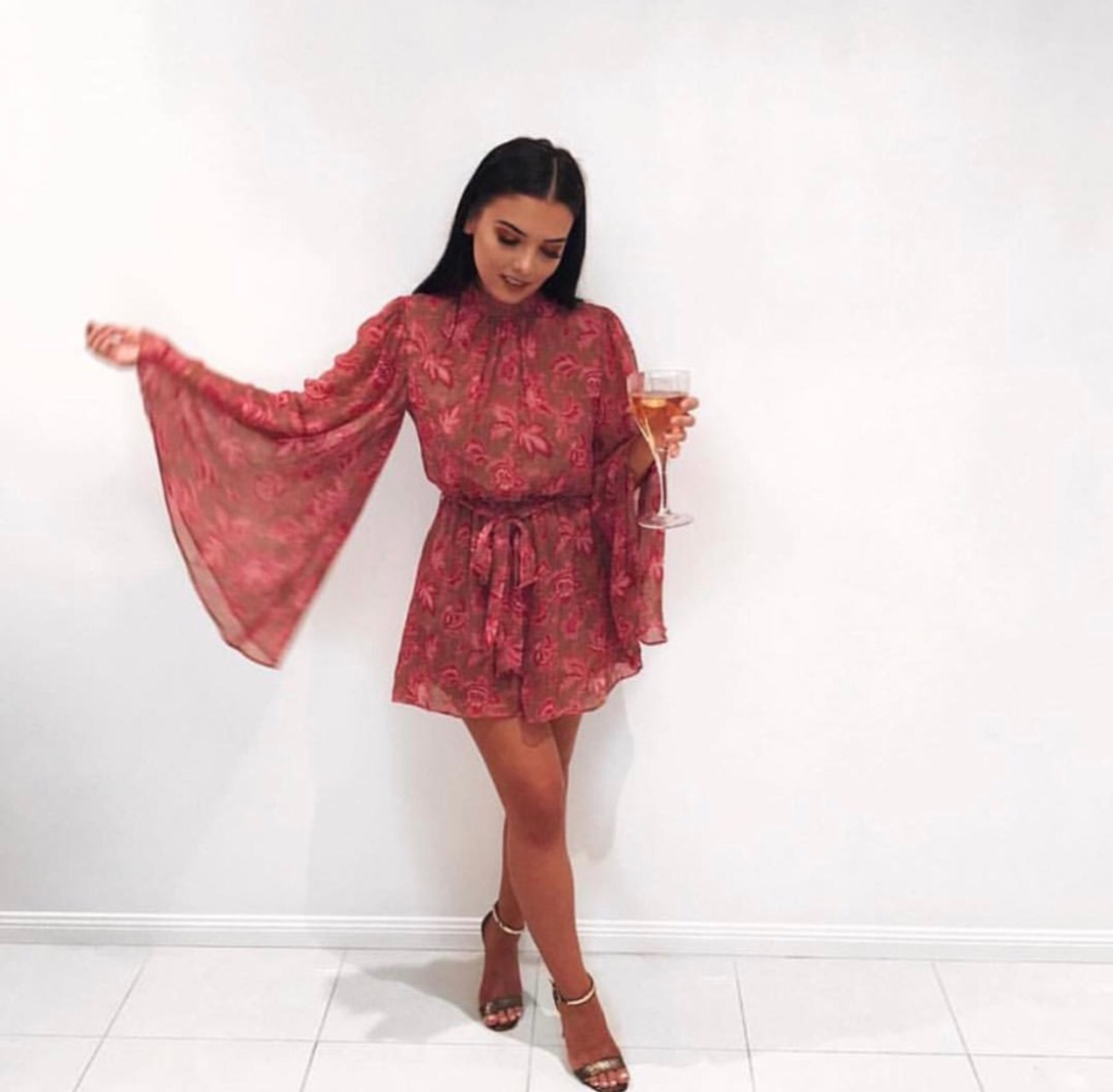 Zimmermann Karmic Flare Sleeve Playsuit Pink Paisley Chintz Size 0 / AU 8 - Image 4