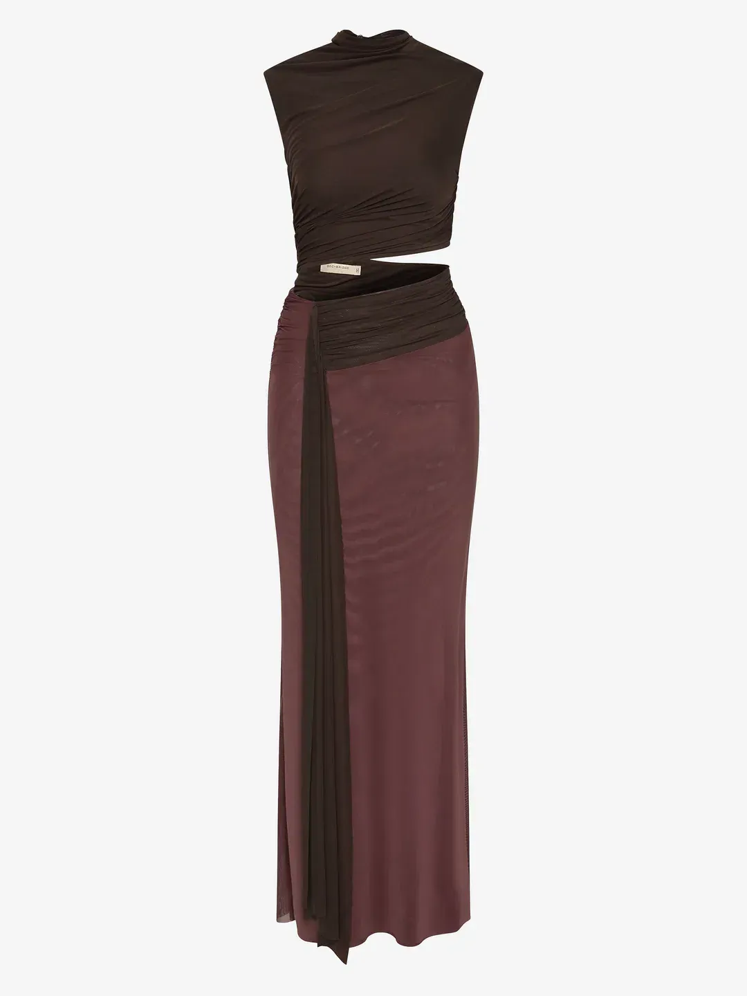 BEC + BRIDGE Conni Maxi Dress in Aubergine/Dark Choc Size AU 8 for rent on The Volte - main image