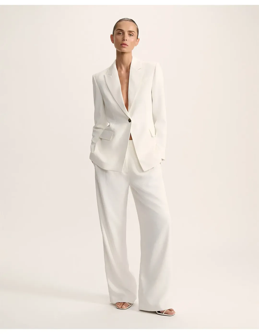 Saba Dharma Stitch Detail Blazer Size 6 AU Alabaster for rent on The Volte - main image