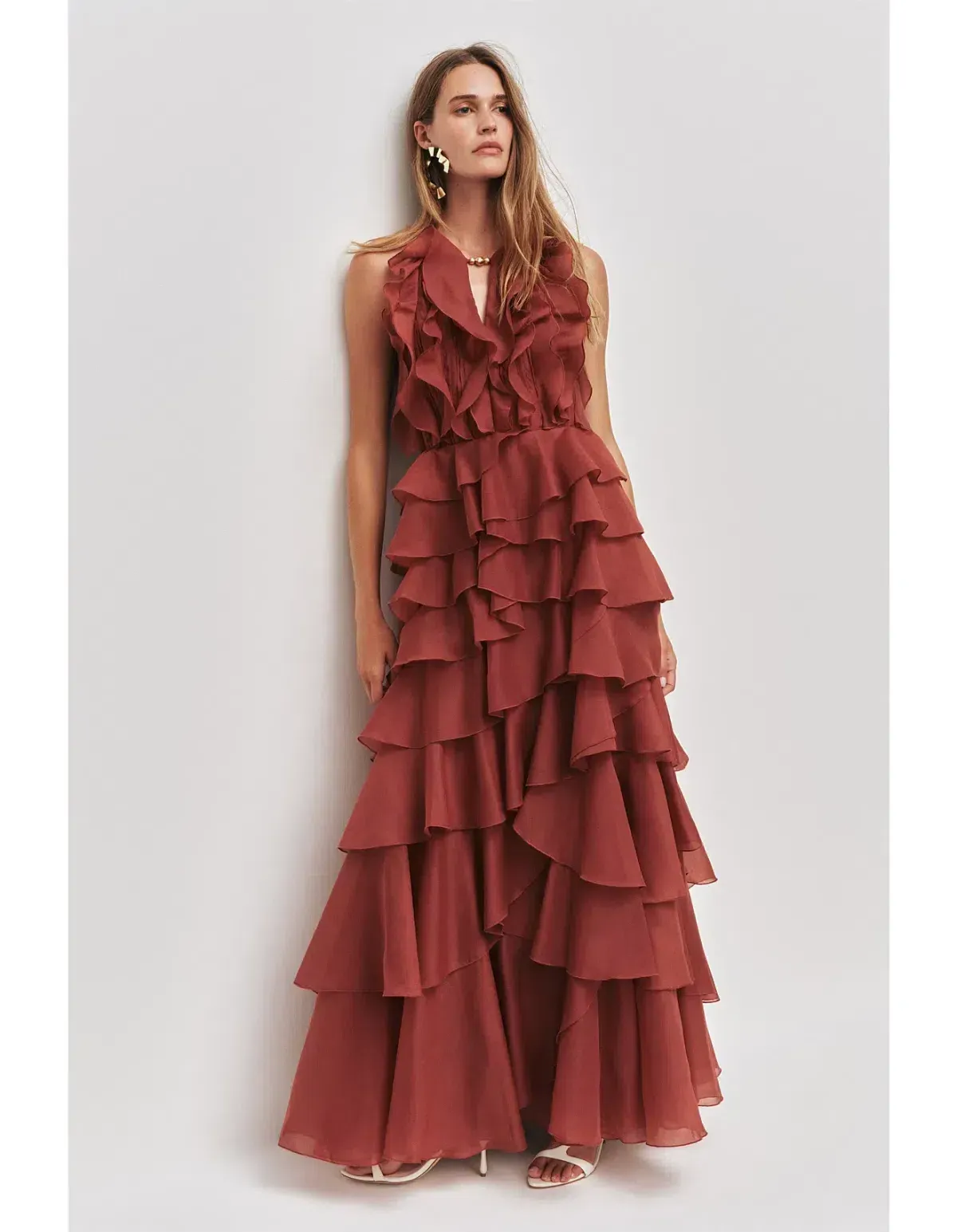 🤎 AJE Cleo Gown in Rust Brown - Size 6 - Ruffle Tiered Maxi Dress 🤎 - Image 1