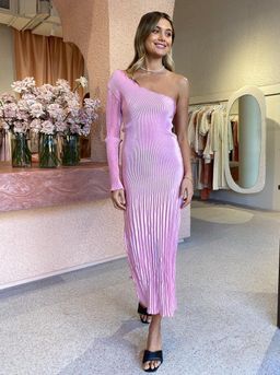 L'Idee Soiree One Shoulder Long Sleeve Dress in Pink Size 6 for rent on The Volte - image 4