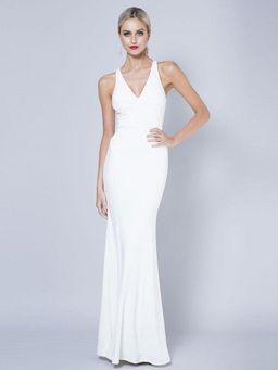 Bariano Gem Racerback Crepe Gown white Size 6 for rent on The Volte - image 1