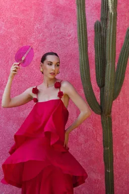 Elliatt Thalia Tiered Gown Size 16 / XXL in Pink for rent on The Volte - image 2